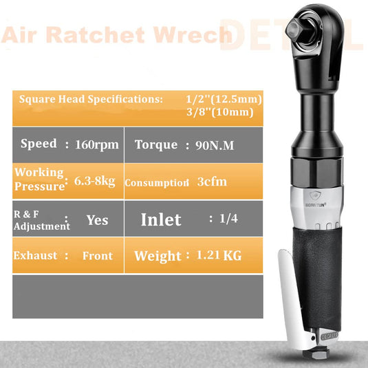 Llave de Carraca Neumática de 2.54/5.08 cm - Ajuste de Torque para Reparación de Coches y Bicicletas